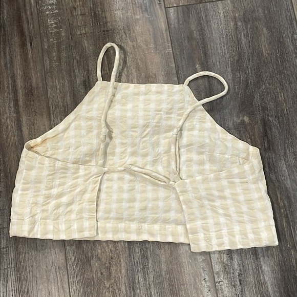 Free People cotton gingham striped open back tank - Picture 2 of 3